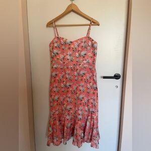 Floral Spaghetti Strap Midi Dress - Coral